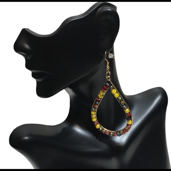 MULTI Colored Bohemian Tear Drop Women Earrings NWT - Picture 1 of 12